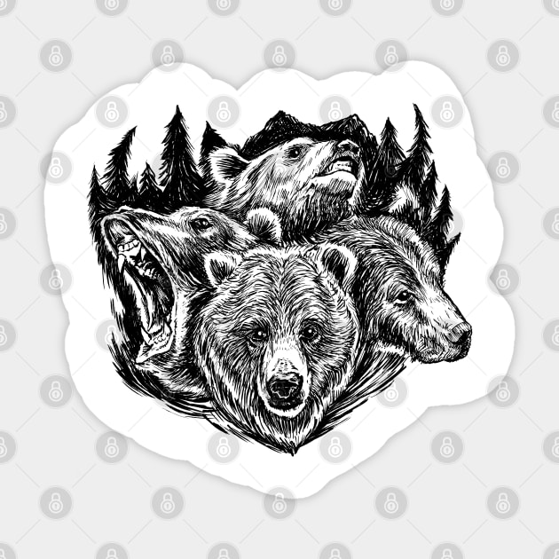 Four Bears Sticker by jasoncastillo